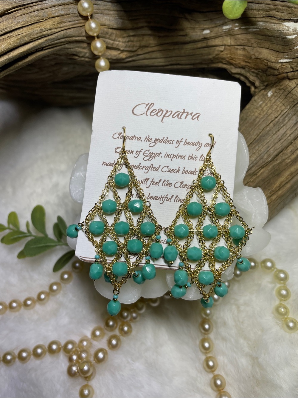 🌸Cleopatra Turquoise Teardrop Beaded Chandelier Earrings🌸